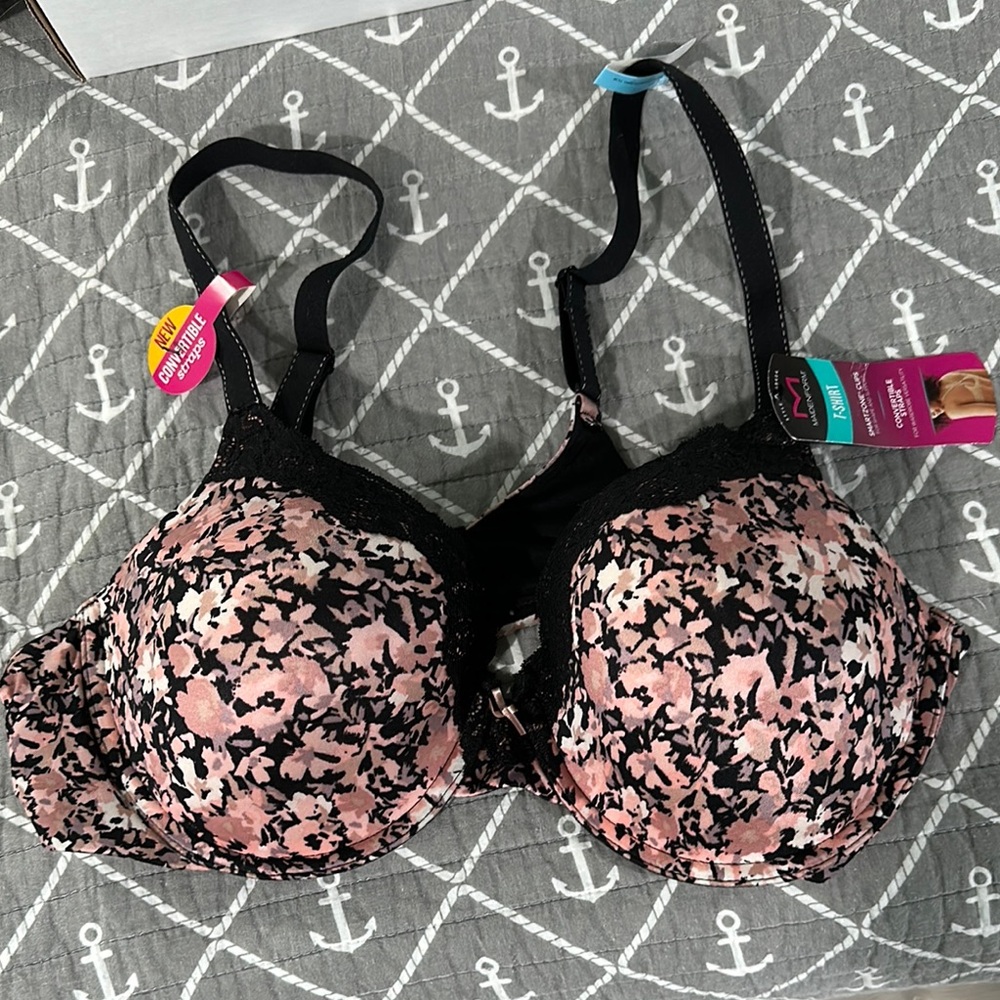 Maidenform Floral Lace Bra - Pink and Black